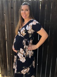 third trimester bump photo prior to baby shower